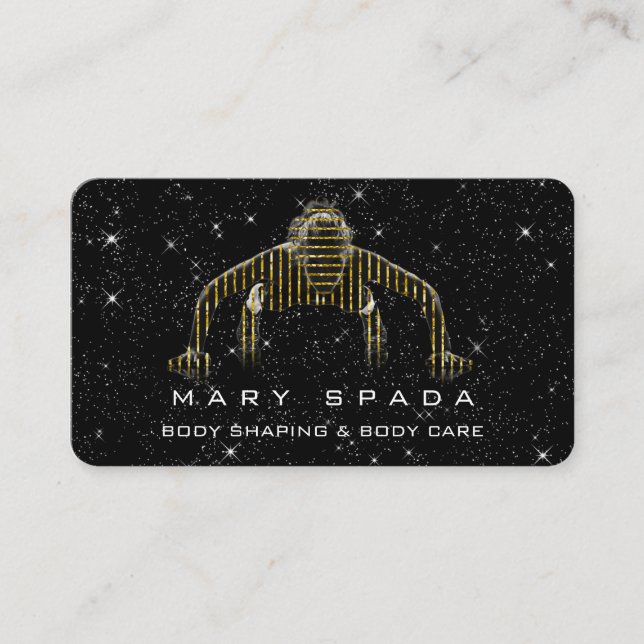 Body Building Shaping Fitness Sclupting Spark Gold Business Card (Front)