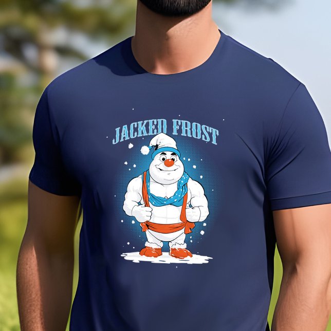 Body Building Snowman Funny Muscles Fitness Pun T-Shirt (Funny body building jacked frost snowman with muscles)