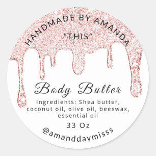 Body Butter Drip Product Rose Drips White Classic Round Sticker