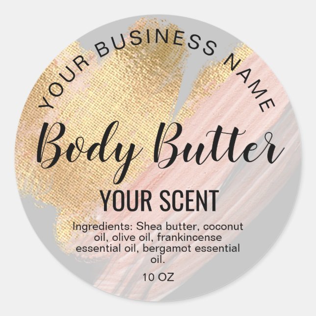 body butter gold blush pink classic round sticker (Front)