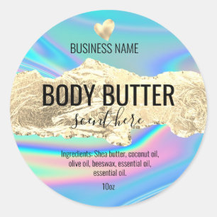 body butter iridescent holograph product label