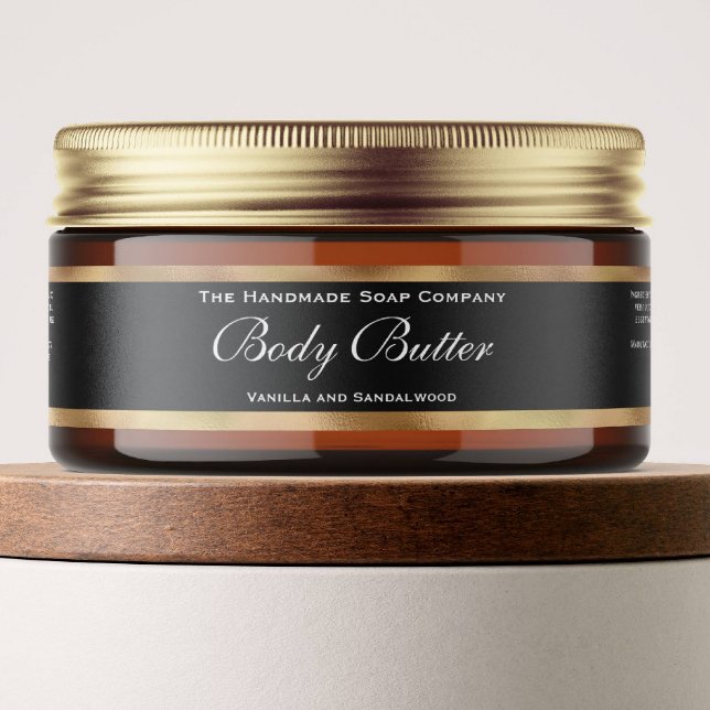Body Butter Jar Label - Black w Blush Gold Border (Creator Uploaded)