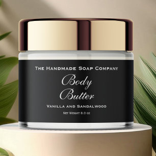 Body Butter Jar Label - Black with White Text