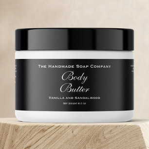 Body Butter Jar Label - Black with White Text