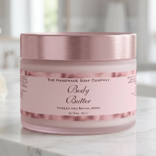 Body Butter Jar Label Pink & Faux Woven Pink Foil