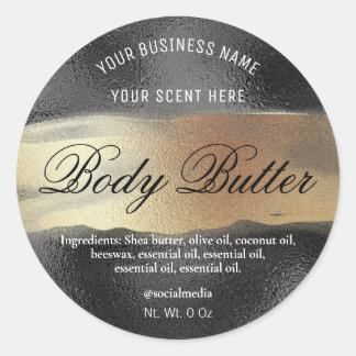 Body Butter Labels Black With Gold Ink