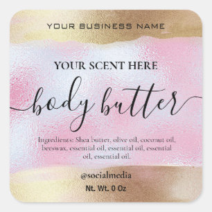 Body Butter Labels In Gold And Holographic Pink