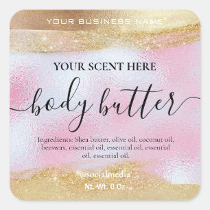 Body Butter Labels In Gold And Holographic Pink