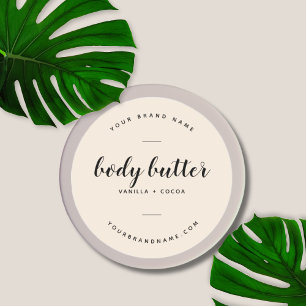 Body butter modern beige product  classic round sticker