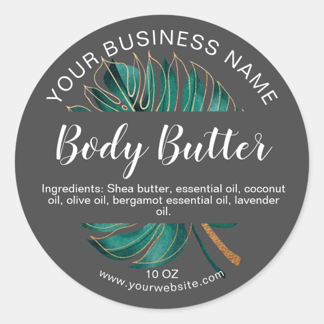 body butter monstera leaf tropical product label (Front)