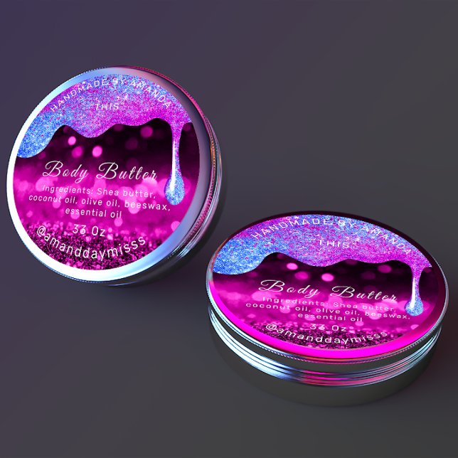 Body Butter Packaging Pink Drips Cosmetics Scrub Classic Round Sticker (Creator Uploaded)