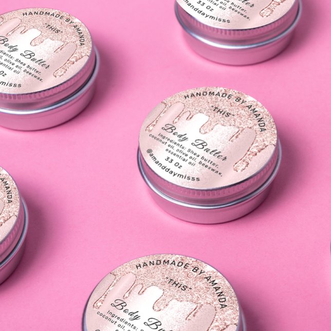 Body Butter Packaging Rose Drips Cosmetics Blush Classic Round Sticker (Creator Uploaded)