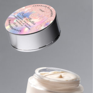Body Butter Packaging Rose Drips Holographic Classic Round Sticker