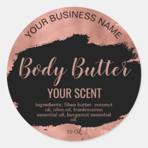 body butter rose gold product label