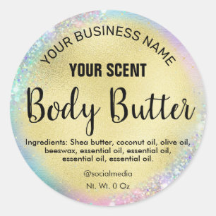 Body Butter Unicorn Faux Gold Foil Labels