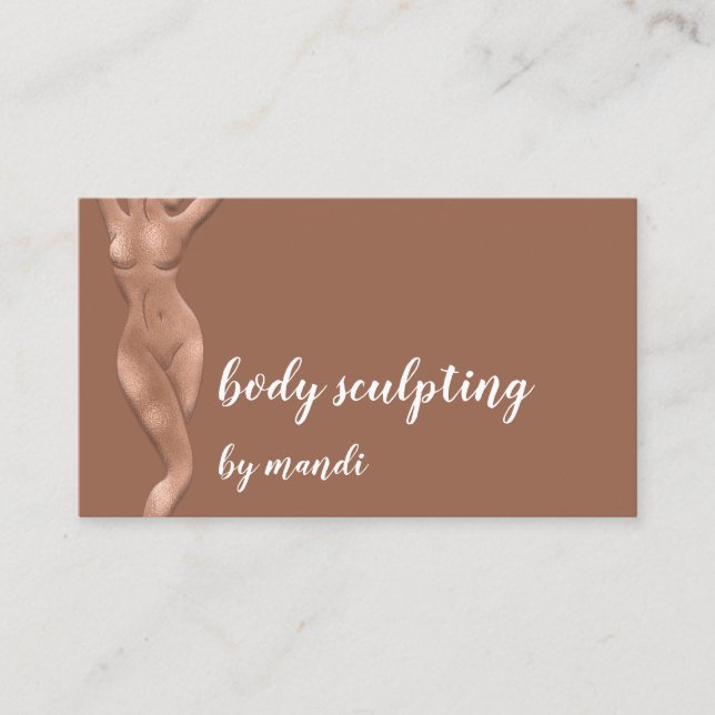 Body Care Sclupting Massage Logo Rose Gold QR Business Card (Front)