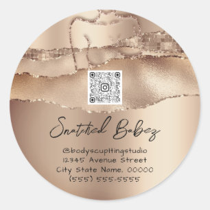 Body Care Sculpting Cosmetic Logo QR Code Woman Classic Round Sticker