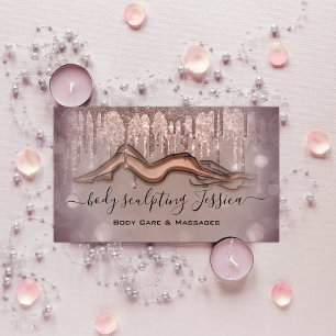 Body Care Sculpting QRCode Logo Rose Drips Business Card