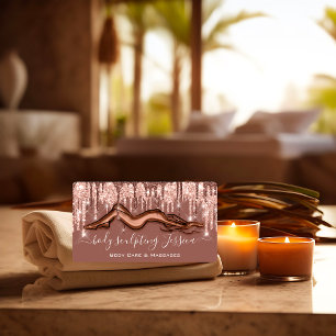 Body Care Sculpting QRCode Logo Rose Glitter Business Card