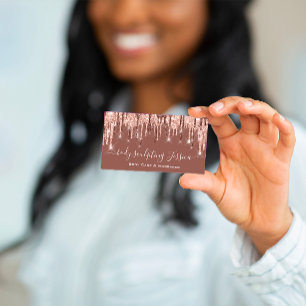 Body Care Sculpting QRCode Logo Rose Glitter Skin Business Card