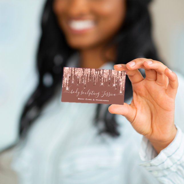 Body Care Sculpting QRCode Logo Rose Glitter Skin Business Card (Creator Uploaded)