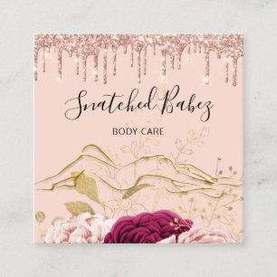 Body Care Sculpting QRCODE Rose Gold Drips Square Business Card