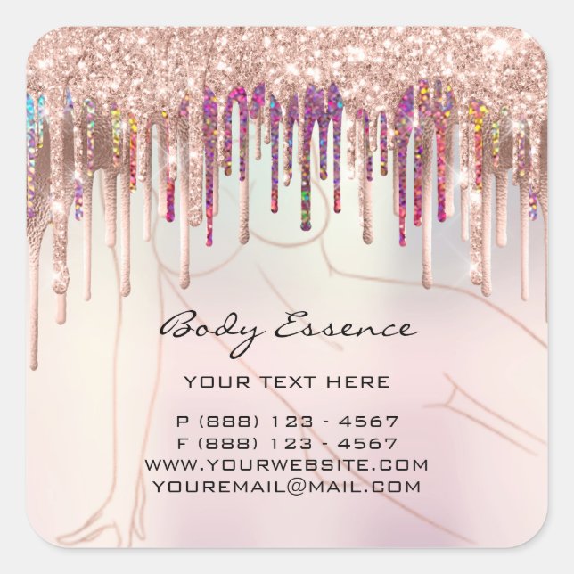 Body Care Shaping Soap Balm Cosmetic Rose Drips Square Sticker (Front)