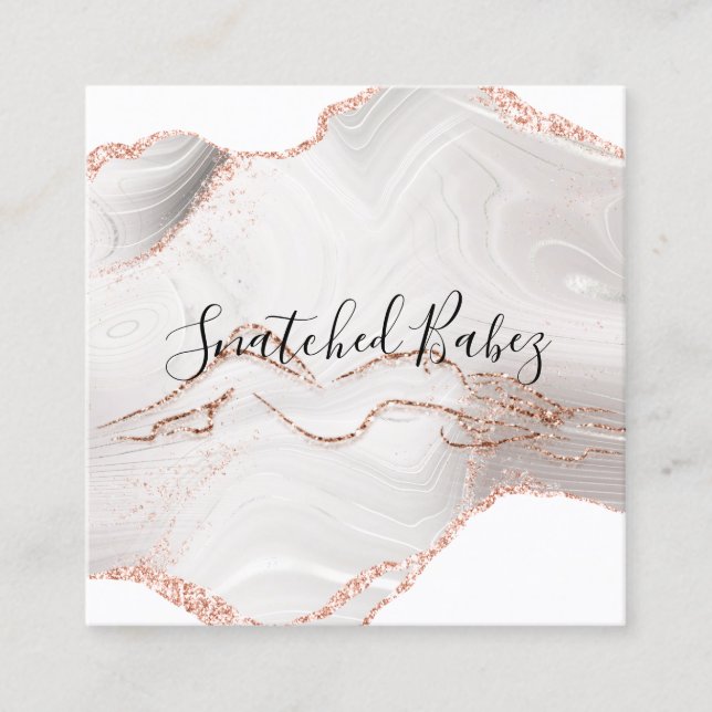 Body Logo Massage Sculpting QRCODE Rose Marble Square Business Card (Front)