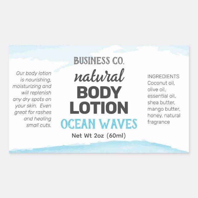Body Lotion Label | Blue (Front)