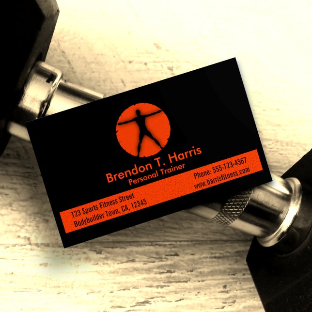 Body Madness Black and Orange Personal Trainer Business Card (Creator Uploaded)