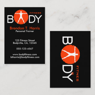 Body Madness Black Orange Large Personal Trainer Business Card