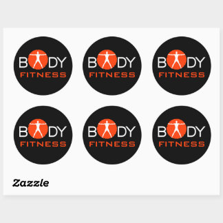 Body Madness Fitness Custom Black Round Stickers