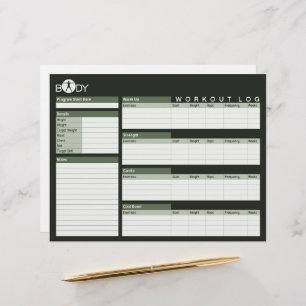 Body Madness Fitness Personal Workout Log Sheets