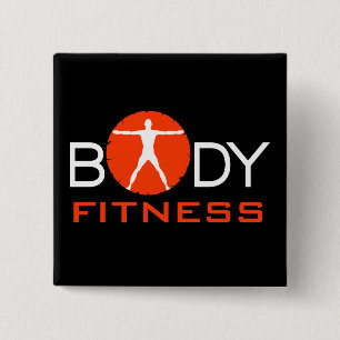 Body Madness Fitness Vitruvian Man Square Buttons
