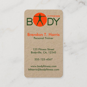 Body Madness Green and Orange Fitness Coach Business Card