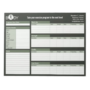 Body Madness Personal Trainer Workout Log Notepad
