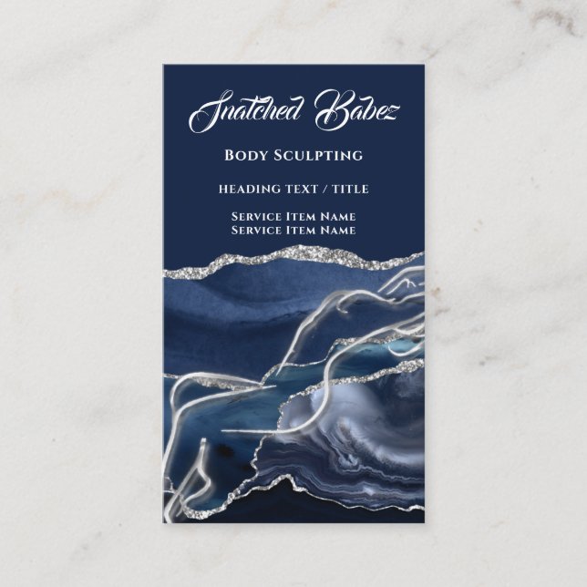 Body Massage Sculpting Logo Gold SPA Blue Navy Business Card (Front)