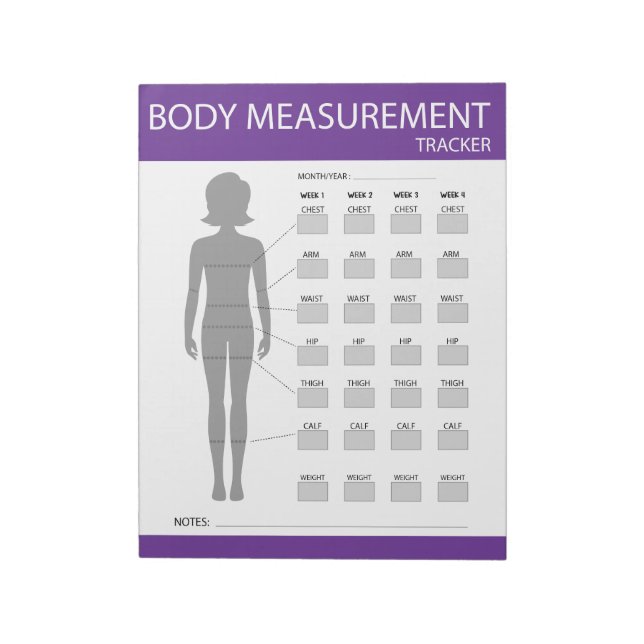 Body Measurements Tracker  Notepad (Rotated)