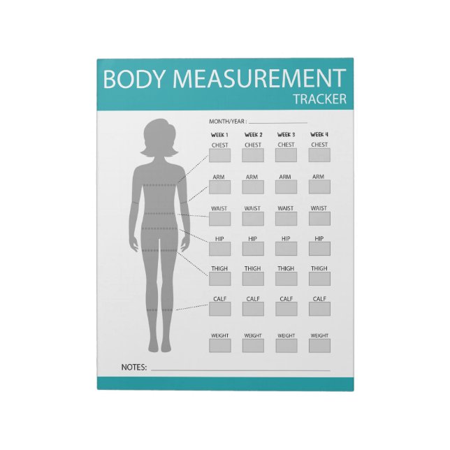 Body Measurements Tracker  Notepad (Rotated)