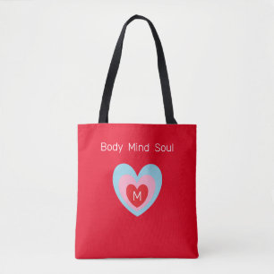 Body Mind Soul Heart on Red Tote Bag