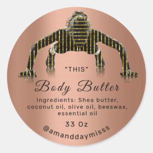 Body Oil Balm Cosmetic Fitness Care Black Rose VIP Classic Round Sticker