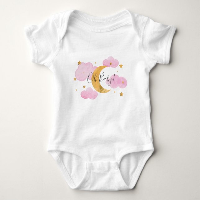 Body Para Bebé Oh Baby! Moon & Stars pink Baby Bodysuit (Front)