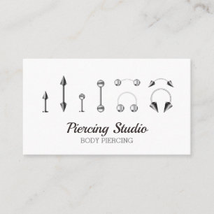Body Piercing Studio Sterling Silver Jewellery Business Card