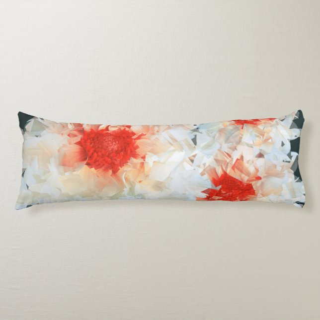 Body Pillow Flowers White Black Cubist (Front)