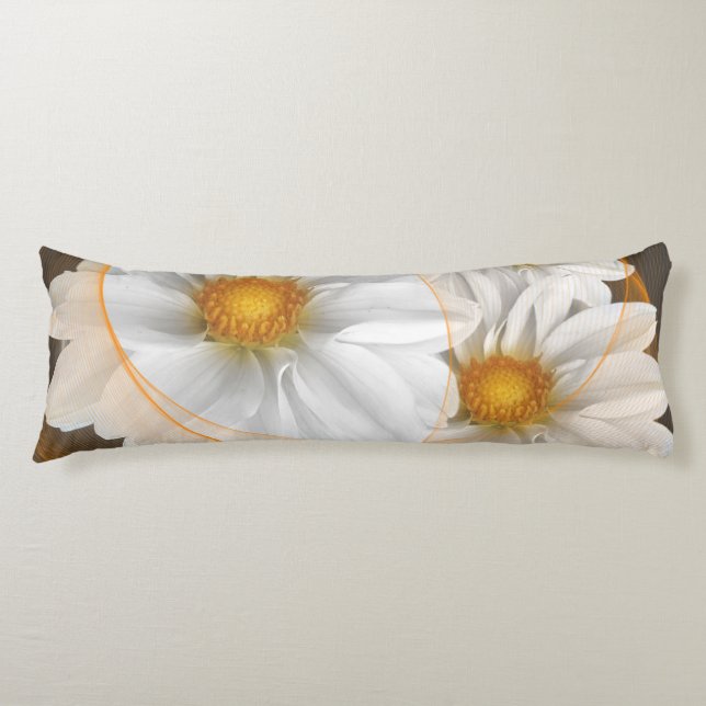 Body Pillow Flowers White Black Orange (Front)