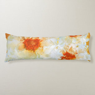 Body Pillow Flowers White Orange Cubist