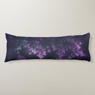 Body Pillow Fractal Leaves Violet Glow