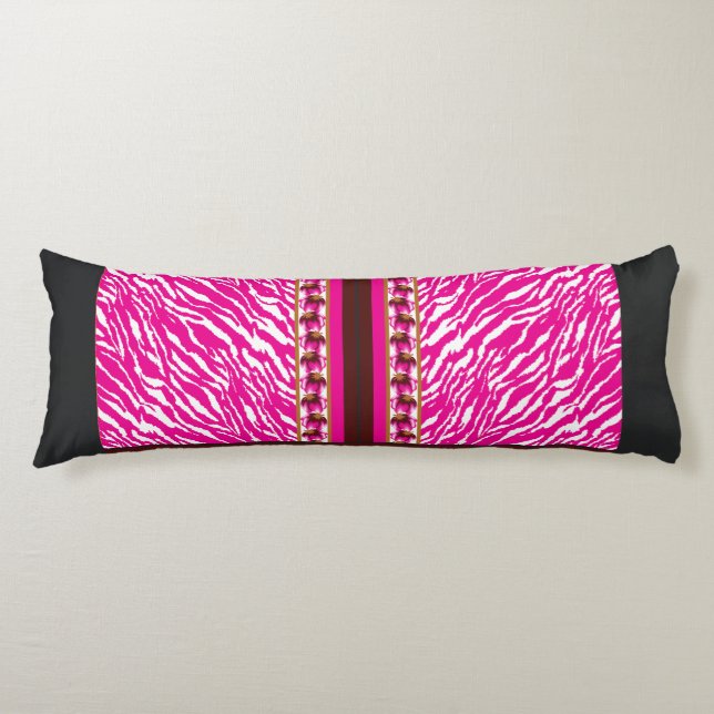 Body Pillow | Pink Zebra | Modern Accent (Front)