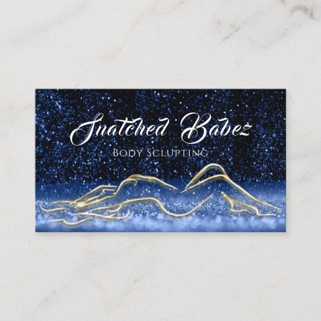 Body Sclupting Beauty Gold Logo Glitter Massage Business Card (Front)