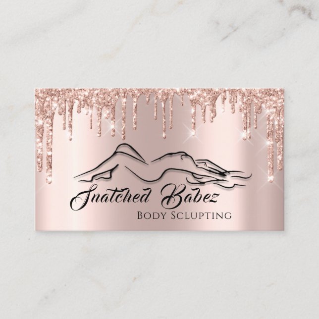 Body Sclupting Beauty Logo  Glitter Massage Drips Business Card (Front)